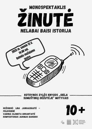 Monospektaklis ,,Žinutė”, pagal Kotrynos Zylės knygą ,,Siela sumuštinių dėžutėje”