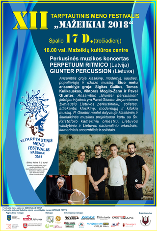 Perkusinės muzikos koncertas: PERPETUUM RITMICO (Latvija), GIUNTER PERCUSSION (Lietuva) 