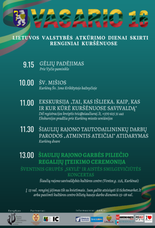 Vasario 16 d. Lietuvos Nepriklausomybės atkūrimo dienai skirti renginiai  Kuršėnuose