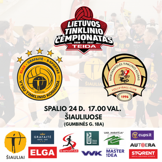 TEIDA Lietuvos vyrų tinklinio čempionato rungtynės | Šiaulių „Elga-Grafaitė-S-Sportas“ – Marijampolės „Sūduva“